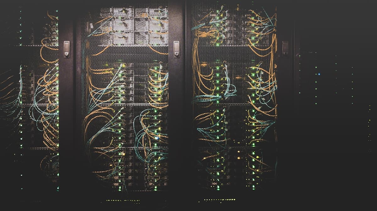 Server racks in a data center - AI agent deployment and inference infrastructure